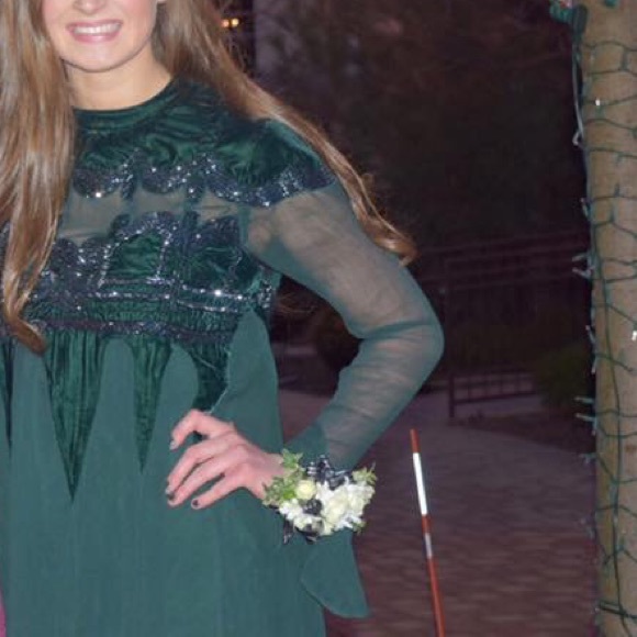 Free People Dark Green Embellished Dress - Picture 3 of 7